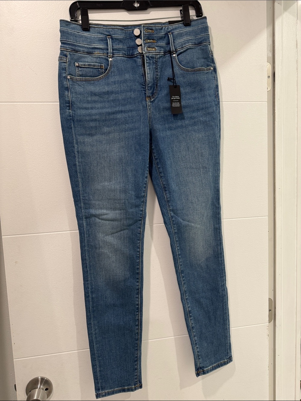 Ann Taylor Skinny Jeans Womens 8 Blue New High Rise Sculpting Triple Button
